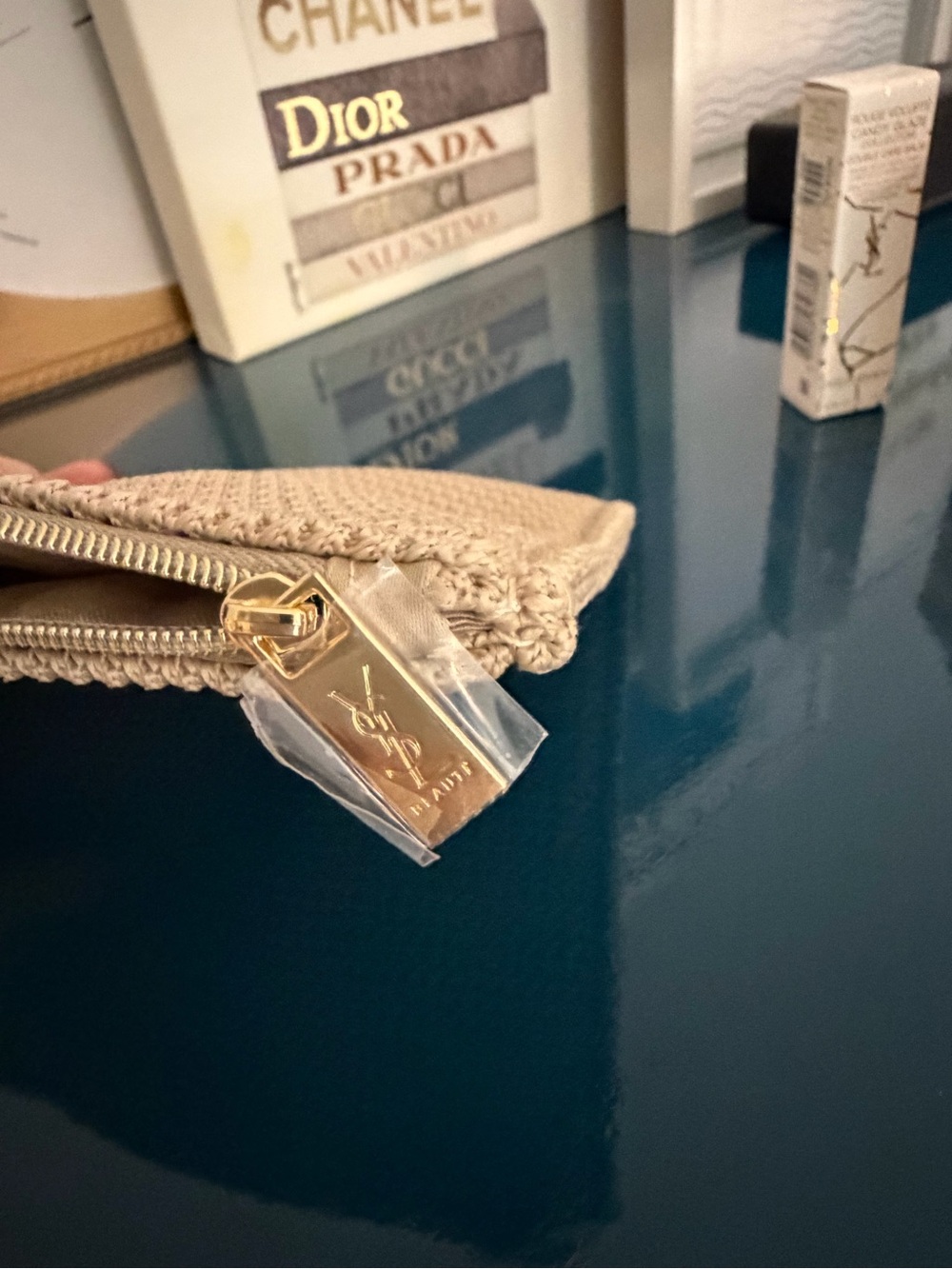 Yves Saint Laurent Beige Textured Pouch with Gold Hardware, 3 sample products - Picture 7 of 12